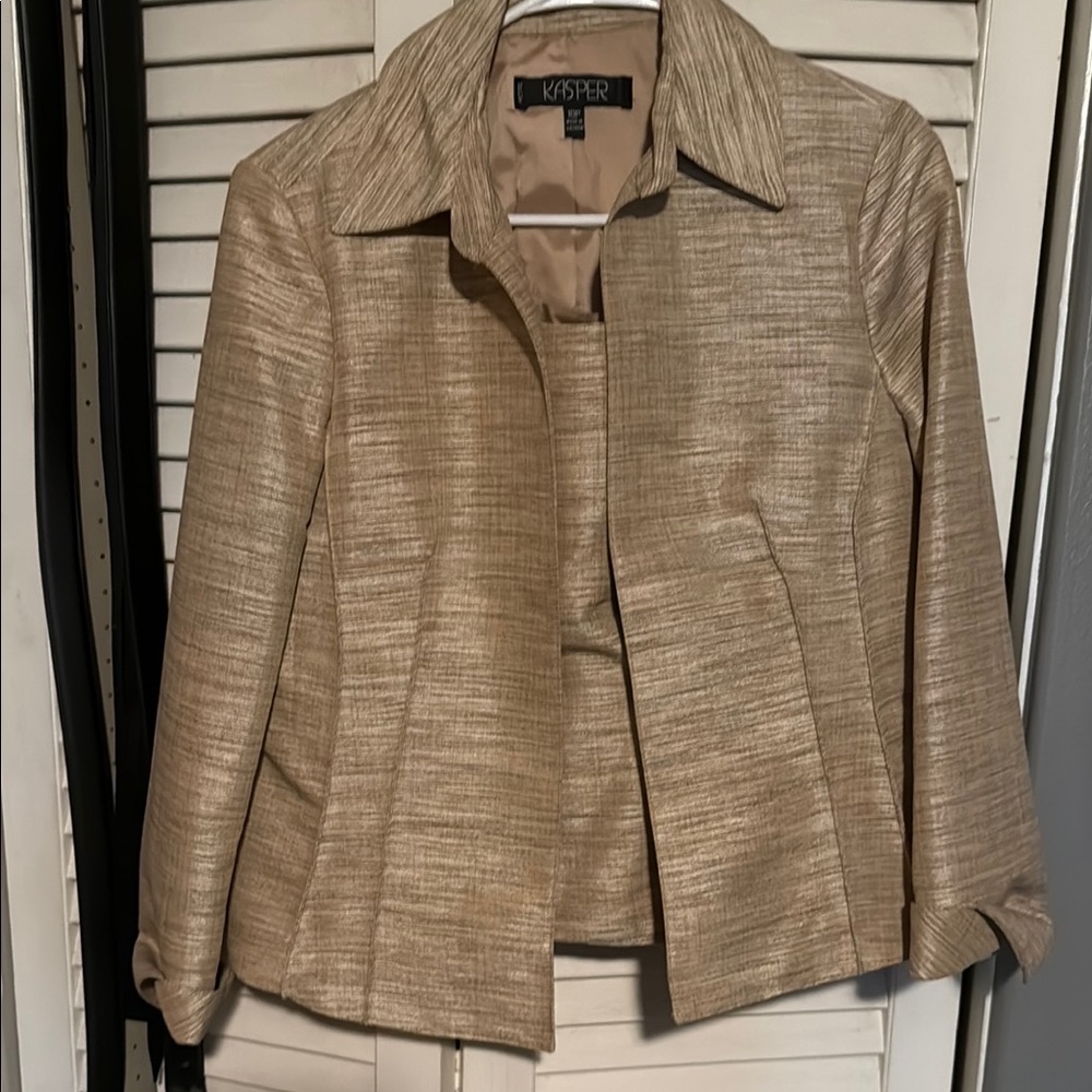 Kasper Tan Blazer Structured Suit Jacket